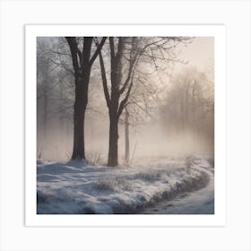 Winter Road In The Forest Art Print