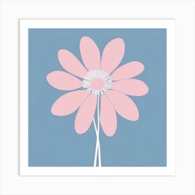 A White And Pink Flower In Minimalist Style Square Composition 177 Art Print