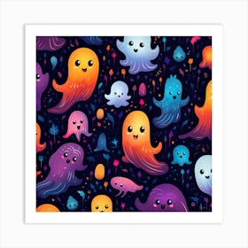 Ghosts Seamless Pattern Art Print