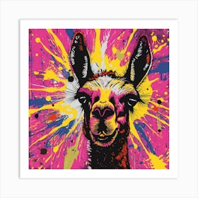 Pop Art Style Ink Splat Llama Art Print