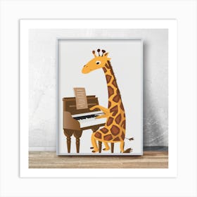 Giraffe Playing Piano 1 Art Print