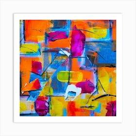 Abstract Painting, Acrylic On Canvas, Orange Color Art Print