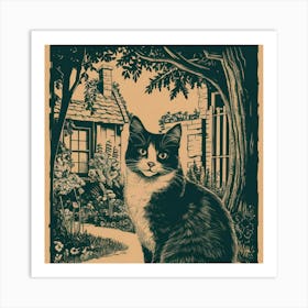 Cat In The Garden 3 Art Print