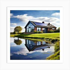 House With Solar Panels Art Print