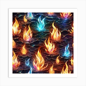 Seamless Pattern Of Fire 5 Art Print