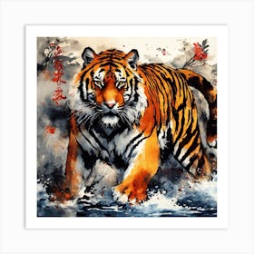 Tiger In Water Art Print