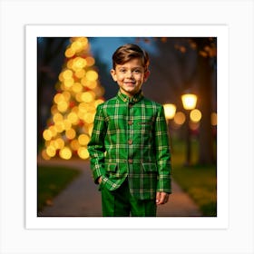 Boy In A Green Plaid Suit Art Print