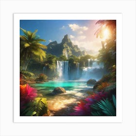 Waterfall In The Jungle 46 Art Print