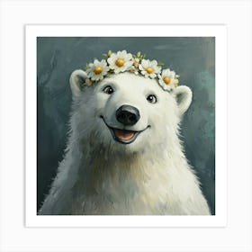 Polar Bear With Flowers 2 Poster