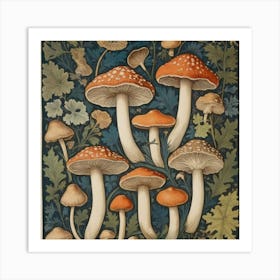 William Morris Print Mushrooms Poster Vintage Textile Art Print