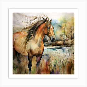 Horse By The River Art Print