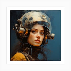 Girl In A Helmet 3 Art Print