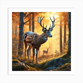 Deer In The Forest 124 Art Print