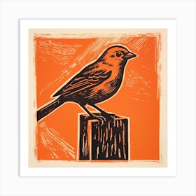 Retro Bird Lithograph Finch 3 Art Print