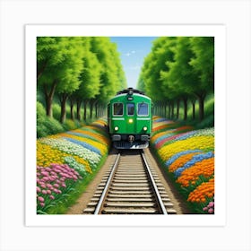 Tren avanzando hacia la estacion Art Print