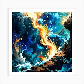 Fire In The Ocean Art Print