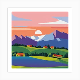 Landscape At Sunset Art Print