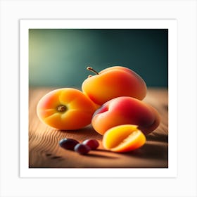 Apricots On Wooden Table Art Print