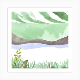 Watercolor Of A Lake 1 Art Print