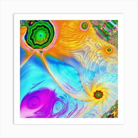 Psychedelic Artwork Digital Art Fractal Colors Art Print