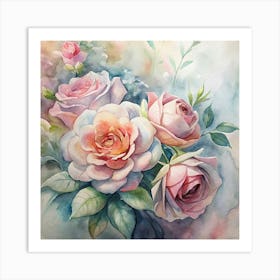 Watercolor Roses 3 Art Print