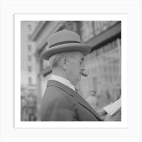 Los Angeles, California, Man Reading Newspaper On Street Corner By Russell Lee Art Print