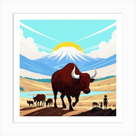 Bull In The Desert 1 Art Print