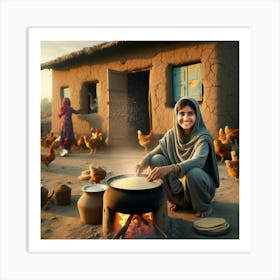 Woman Cooks breakfast, Punjab, Pakistan #1 Póster