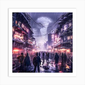 Night street scene. Art Print