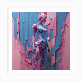 DECONSTRUCTED BLUE AND PINK FIGURE 5 Art Print