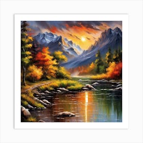 Sunset By The River Art Print