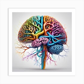 Human Brain With Colorful Branches 1 Art Print