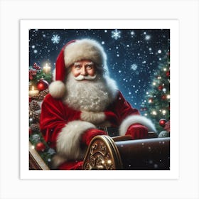 Santa Claus In His Sleigh Art Print