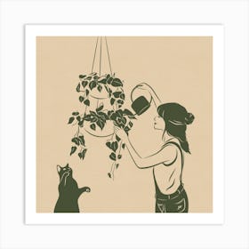 Cat Lady or Plant Lady Art Print