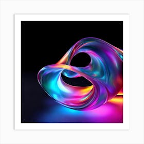 3d Light Colors Holographic Abstract Future Movement Shapes Dynamic Vibrant Flowing Lumi (17) Art Print