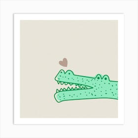 Alligator Crocodile Animal Drawing Nature Reptile Art Print