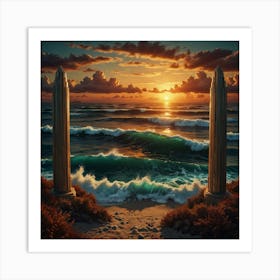 Sunset At The Beach 5 Art Print