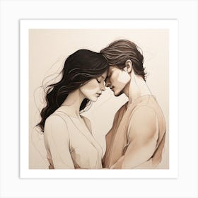 Couple Embracing Art Print