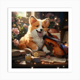 Corgi Music Art Print