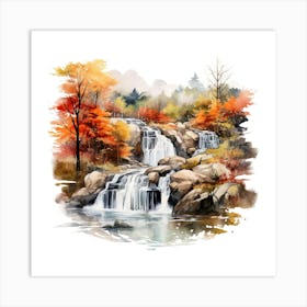 Waterfall In Autumn 4 Art Print