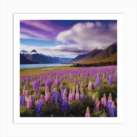 Beautiful Lupine Field landscape Art Print