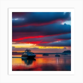 Sunset At The Harbor 2 Art Print