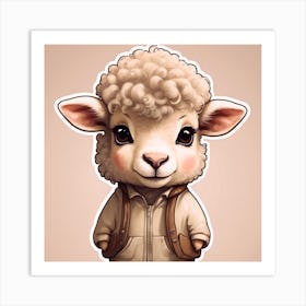 Sheep With A Backpack Art Print