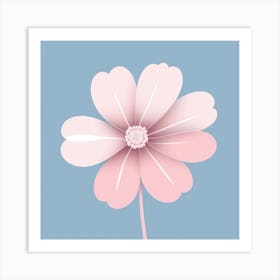 A White And Pink Flower In Minimalist Style Square Composition 613 Art Print