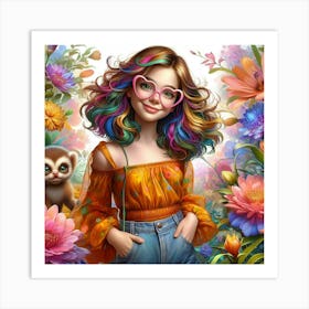 Girl With Flowers 14 Art Print