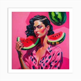 Watermelon lady Art Print