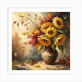 Sunflowers In A Vase 1 Art Print