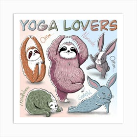 Yoga Lovers, Funny Animals Art Print