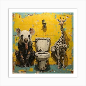 Giraffes In The Toilet 1 Art Print