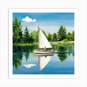 Sailboat On The Lake Art Print